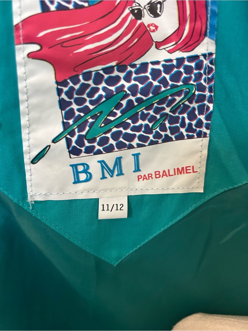 BMI par Balimel Vintage Trench Coat 80s Double Breasted Turquoise Belted - Picture 12 of 12